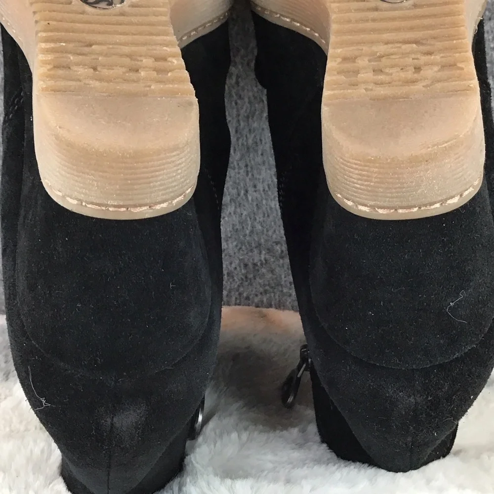 Sofft Suede Comfort Slouch Black Wedge Ankle Boots Size 9‎ M
